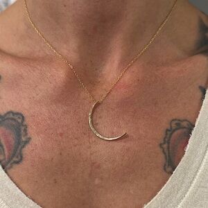 14 yellow gold filled handmade crescent moon pendant